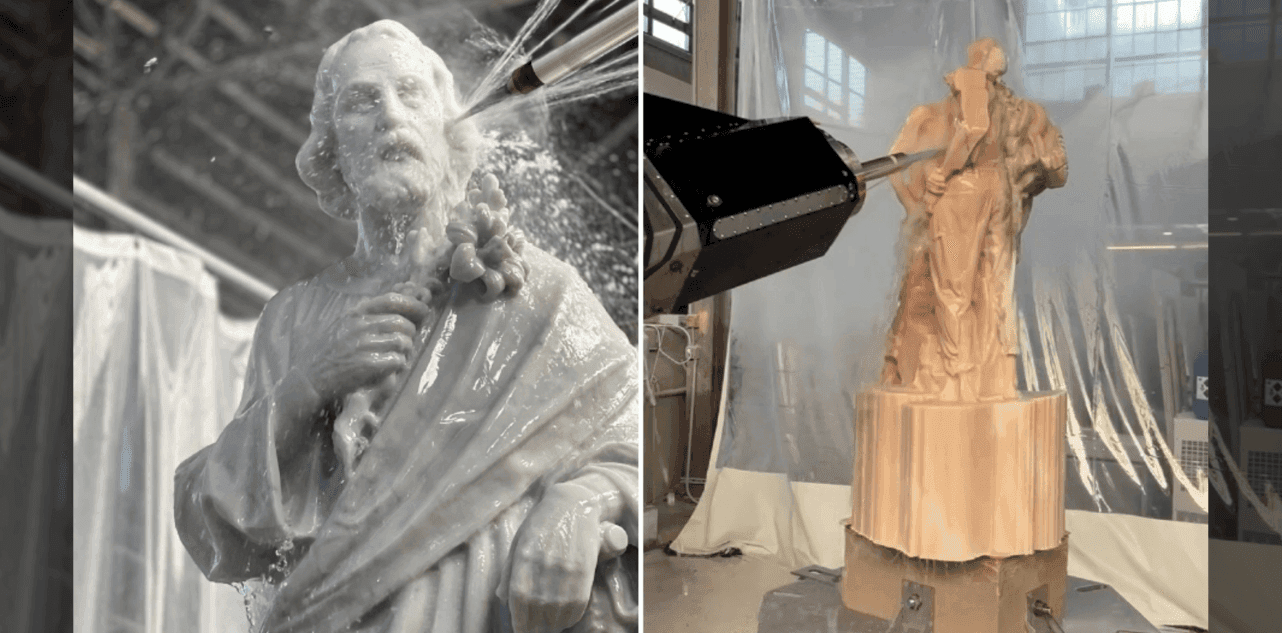 AI Robots Cutting Marble Statues Spark Online Discussion