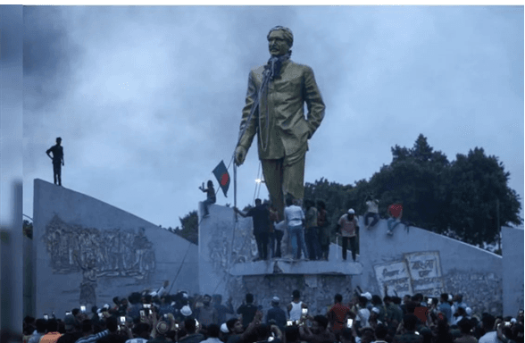 Bangladesh on Edge: Sheikh Mujibur Rahman’s Statue Vandalized