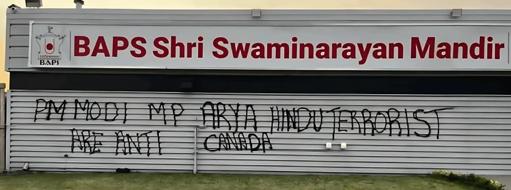 BAPS Mandir Vandalized in California with Anti-Hindu Messages